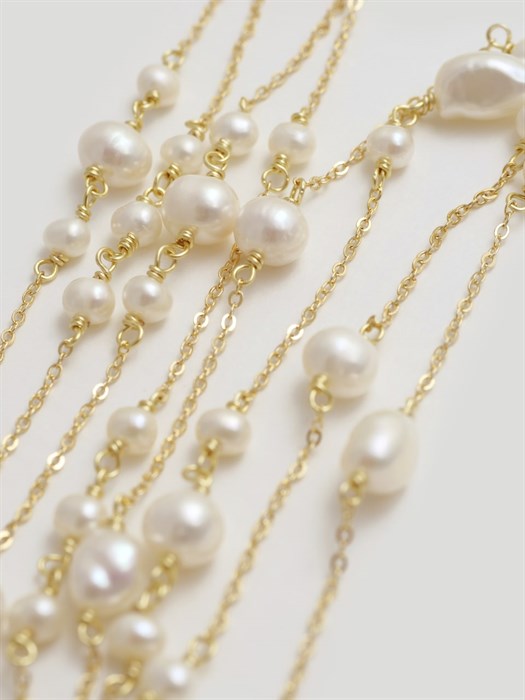 Длинное колье с жемчужинами на цепи 1694