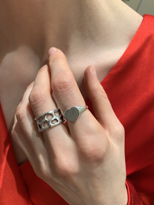 Кольцо из серебра с сердцем - фото 5128