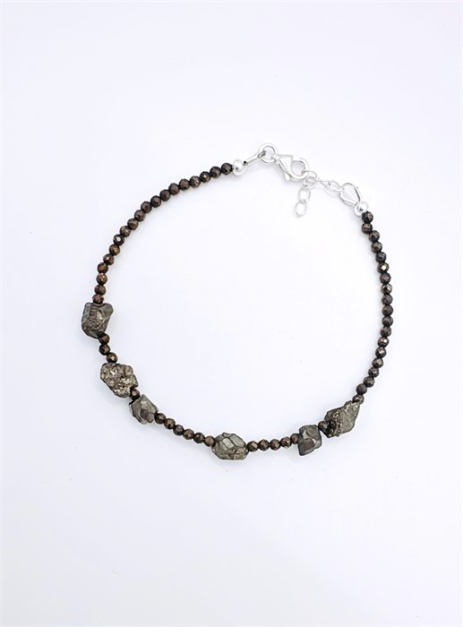 Браслет из гранёного и аутентичного пирита 2334