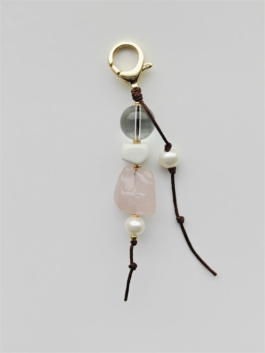 Обвес на сумку с розовым кварцем 2383