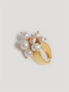 Коктейльное кольцо с россыпью жемчужин
