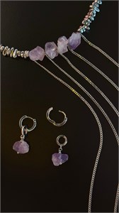 Комплект из гематита с аметистом 2252