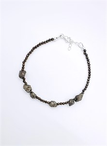 Браслет из гранёного и аутентичного пирита 2334