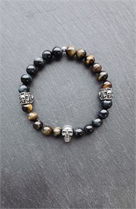 Браслет из соколиного глаза с черепами 1994