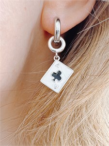 Базовые серьги с двумя подвесами тузами крести 2372