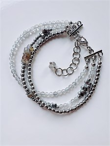 Тройной браслет из микса камней 2399